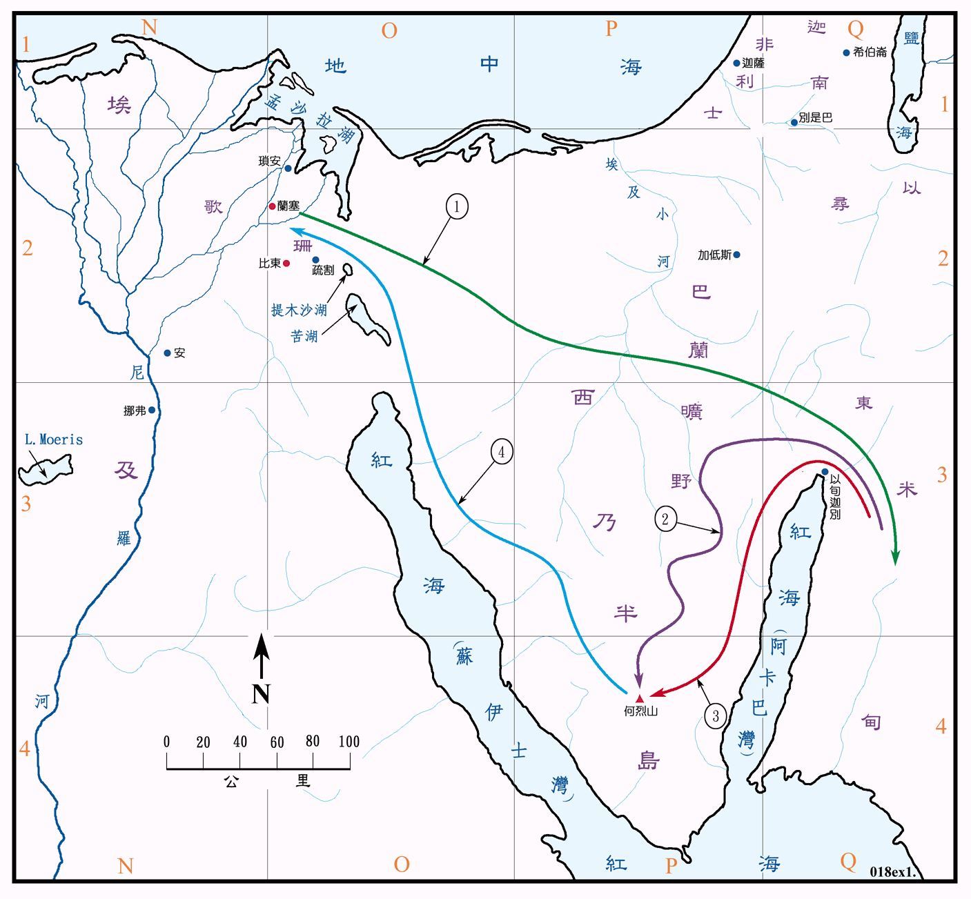 出图一 (018) 摩西早年 Early life of Moses ( 原图 ) ( 地图说明 )