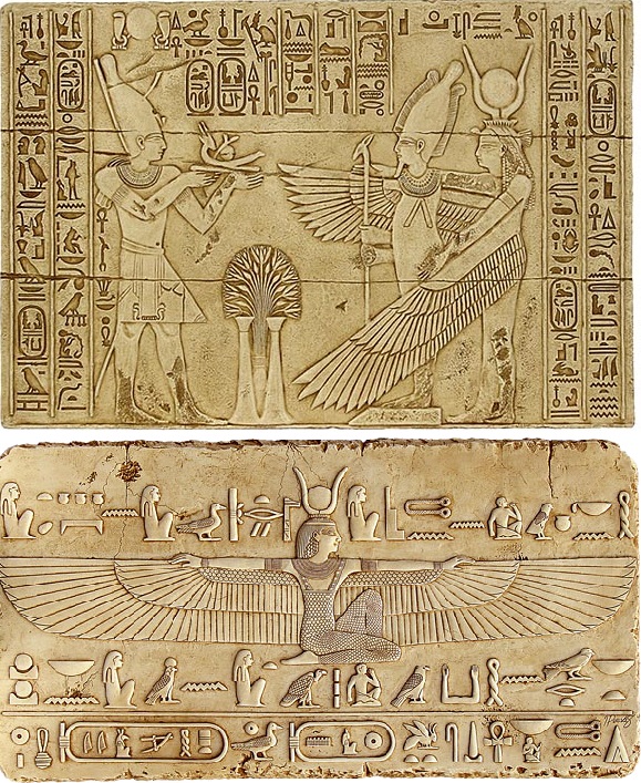 上图:主前14世纪古埃及壁画中的伊西斯女神(Isis)张开翅膀保护奥西里斯神(Osiris)。许多古代中东文化都用翅膀来比喻保护,尤其是古埃及。