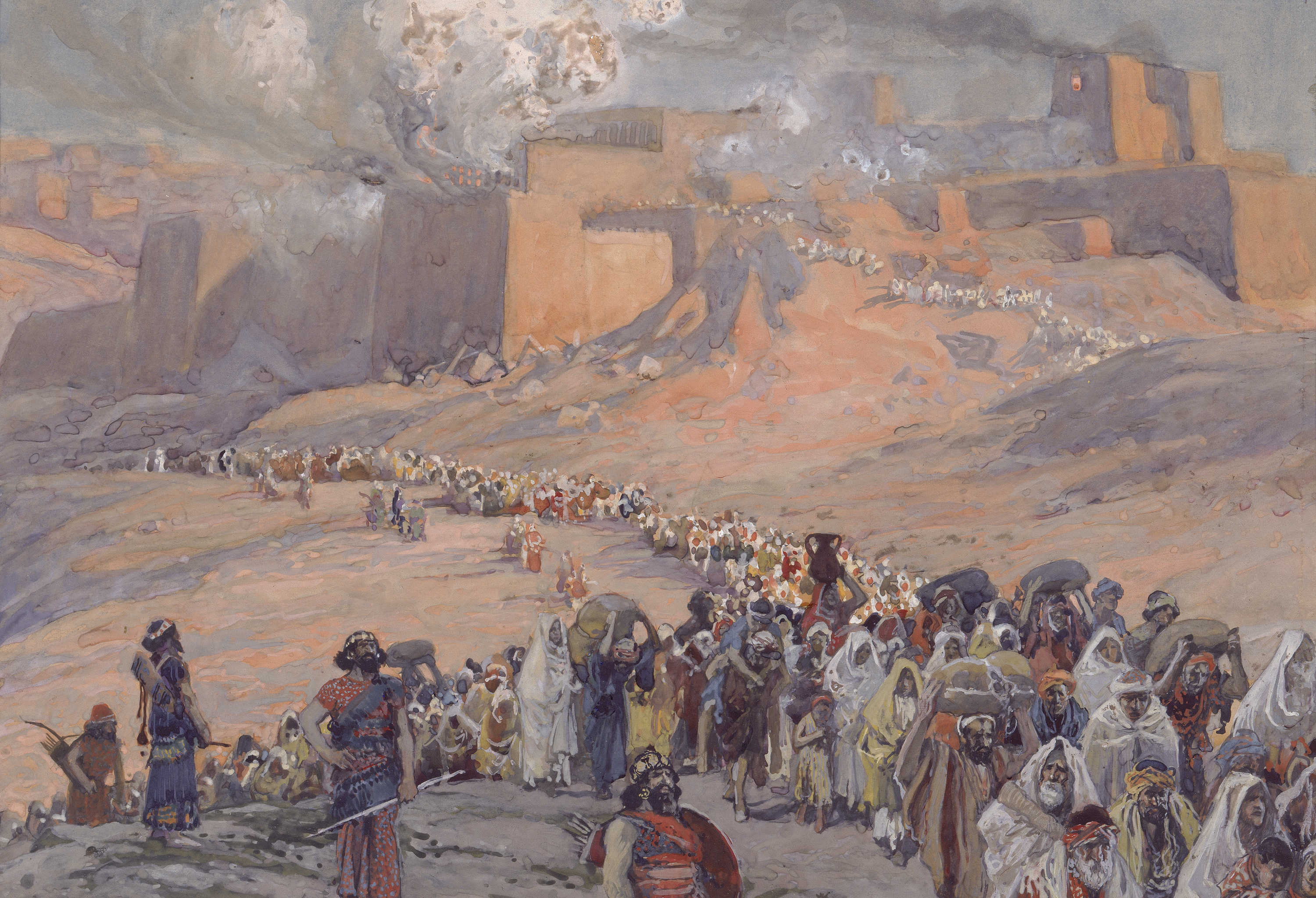 上图:19世纪末法国画家詹姆斯·迪索(James J. Tissot)的油画:主前586年耶路撒冷陷落、犹大被掳。