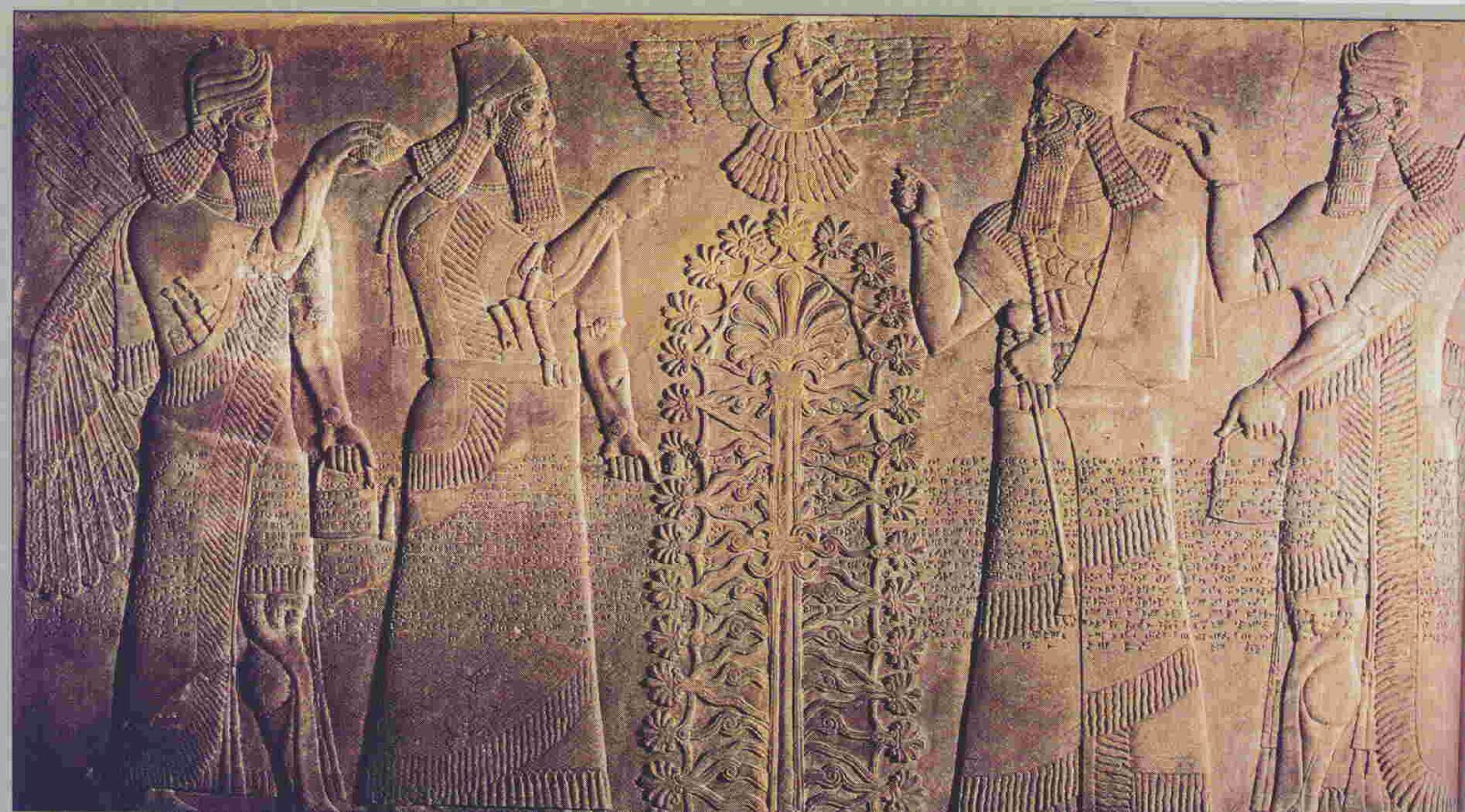 上图:新亚述时代(Neo-Assyrian)的生命树浮雕。出土于伊拉克北部尼姆鲁德(Nimrud,即宁录)阿淑尔纳西尔帕二世(Ashurnasirpal II,主前883–859年在位)的宫殿。「生命树」的记忆存在于各个古代文明之中,以不同的形式出现在古代苏美尔人、埃及人、巴比伦人、亚述人、中国人、印度人和乌拉尔图人等许多古代文明的文献和遗址里。这从侧面佐证人类的祖先都来自伊甸园。